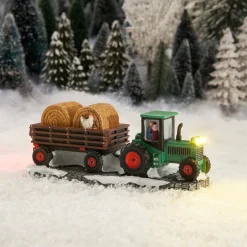 Luville Molendam kerstdorpminiatuur tractor with straw cart (tractor met hooi) 20 x 8,3 x 6,5 cm