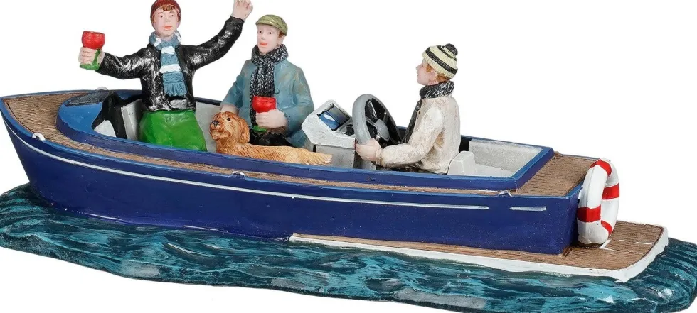 Luville Molendam kerstdorpminiatuur friends on sloop (vrienden op sloep) 19 x 7,5 x 6 cm
