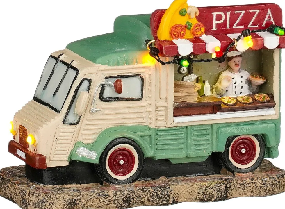 Luville Molendam kerstdorpminiatuur foodtruck pizza 15 x 7,5 x 11 cm