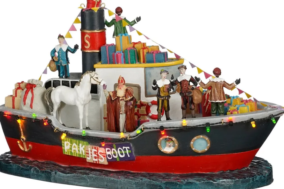 Luville Molendam kerstdorpminiatuur pakjesboot 32,5 x 17,5 x 19 cm