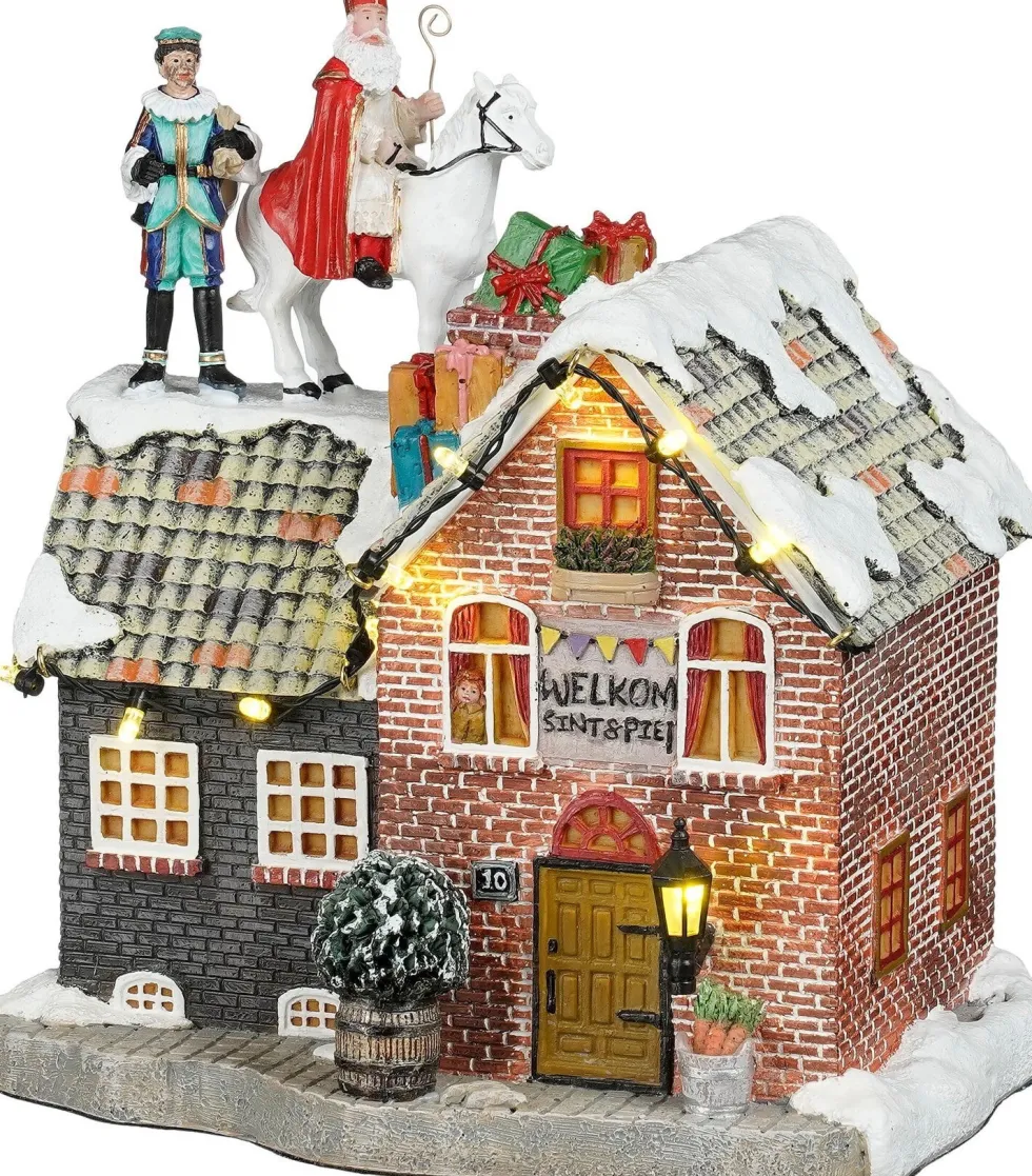 Luville Molendam kersthuisje sinterklaas on roof (sint op het dak) 17,5 x 13 x 19 cm