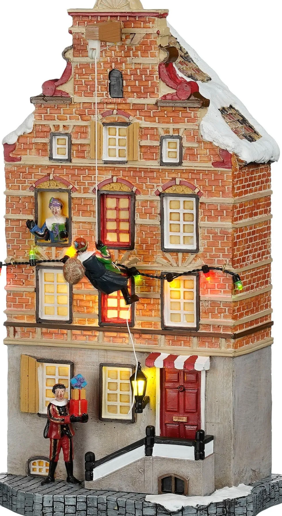 Luville Molendam kersthuisje facade sint en piet (klimmende pieten) 16,5 x 11 x 30,5 cm