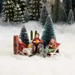 Luville Schneewald kerstdorpminiatuur ski break (ski pauze) 12 x 9,5 x 9,5 cm