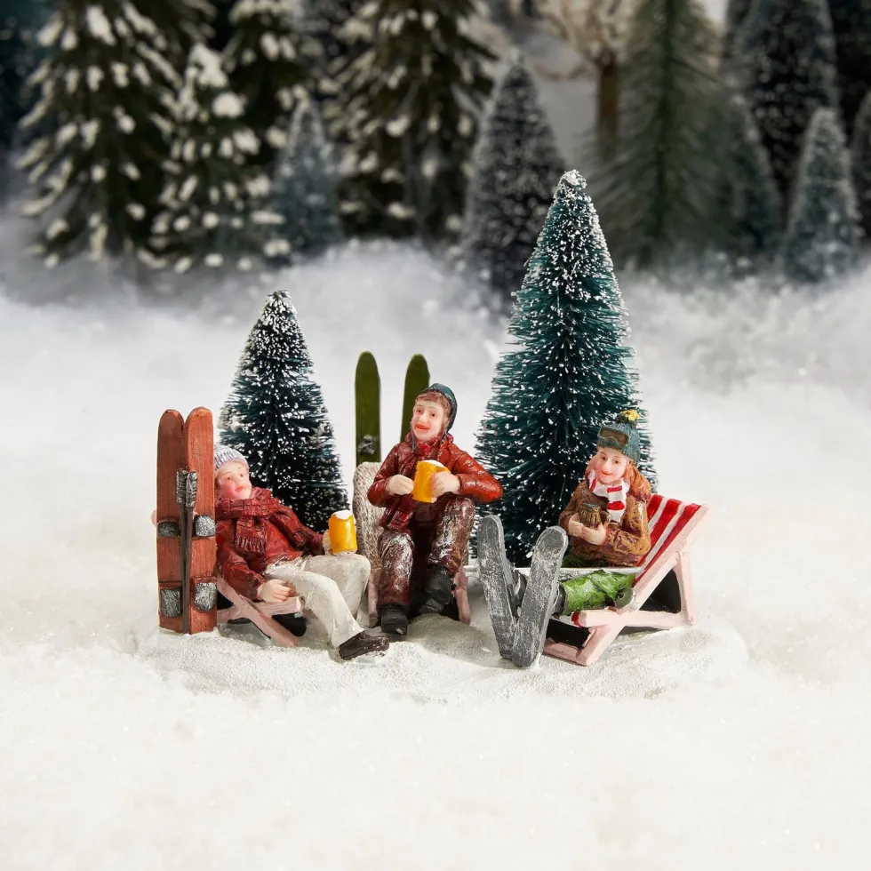 Luville Schneewald kerstdorpminiatuur ski break (ski pauze) 12 x 9,5 x 9,5 cm