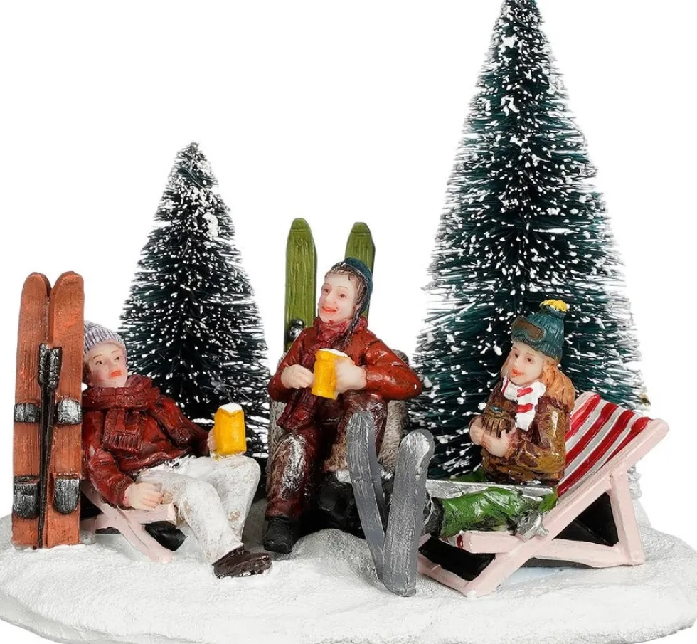 Luville Schneewald kerstdorpminiatuur ski break (ski pauze) 12 x 9,5 x 9,5 cm