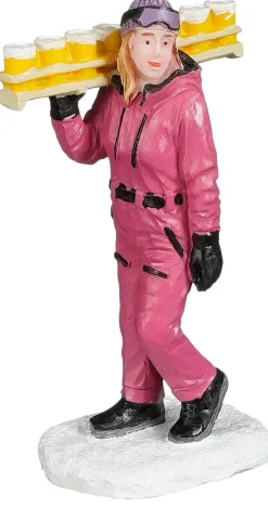 Luville Schneewald kerstdorpminiatuur on her way to apres ski (vrouw met bier) 4,5 x 2,5 x 7,5 cm