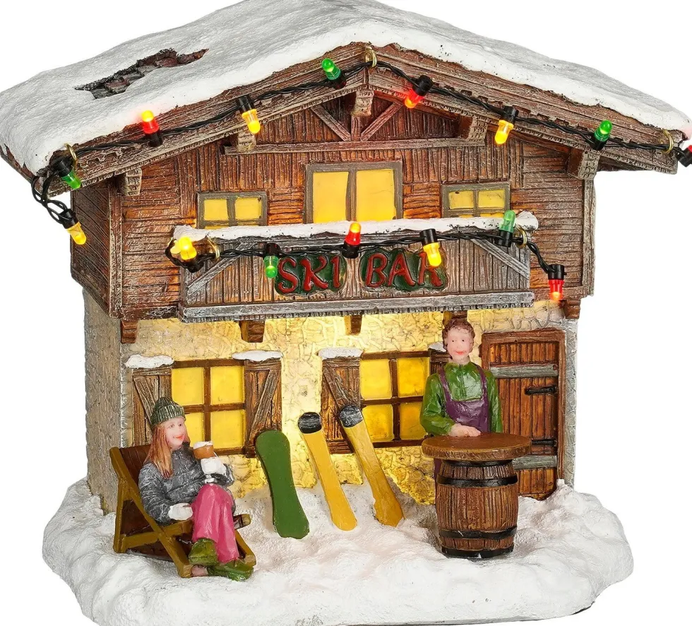 Luville Schneewald kerstdorpminiatuur ski bar 17 x 12 x 15 cm