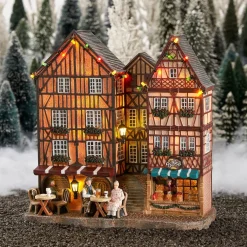 Luville Schneewald kersthuisje facade street (straat met bakkerij) 23,5 x 11 x 25 cm