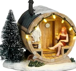 Luville Sledgeholm kerstdorpminiatuur barrel sauna (sauna in ton) 11,5 x 10 x 12 cm