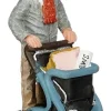 Luville Sledgeholm kerstdorpminiatuur old man with walker (man met rollator) 4,5 x 3,5 x 7 cm