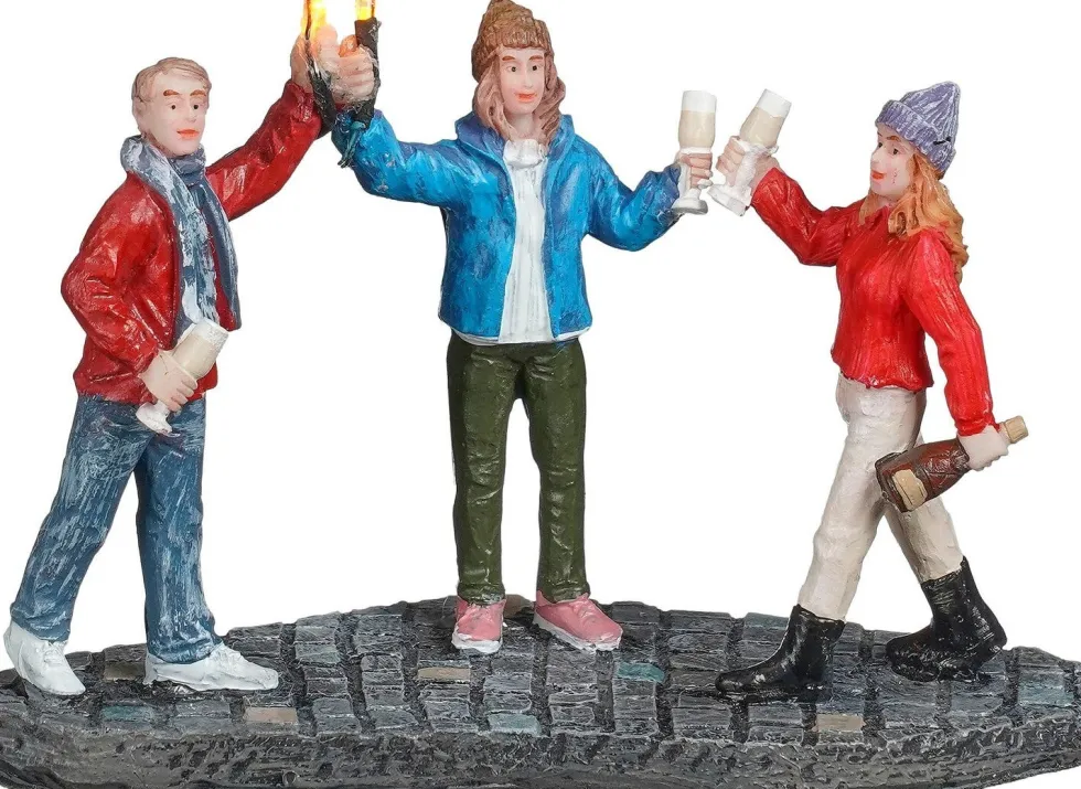 Luville Sledgeholm kerstdorpminiatuur happy new year (nieuwjaarsborrel) 12 x 5 x 8,5 cm