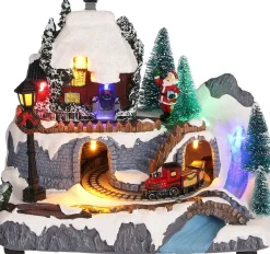 Luville Specials kerstdorp berghuisje met trein 21,5 x 14 x 16 cm