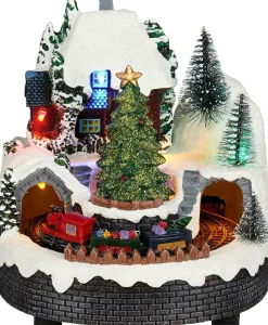 Luville Specials kerstdorp kerstboom met trein 15 x 14 x 17,5 cm