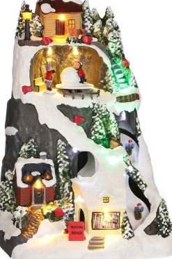 Luville Specials kerstdorp ski scenery (skiën van berg) 20 x 18 x 30 cm