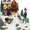 Luville Specials kerstdorp ski scenery (skiën rond huisje) 24 x 23,5 x 24,5 cm