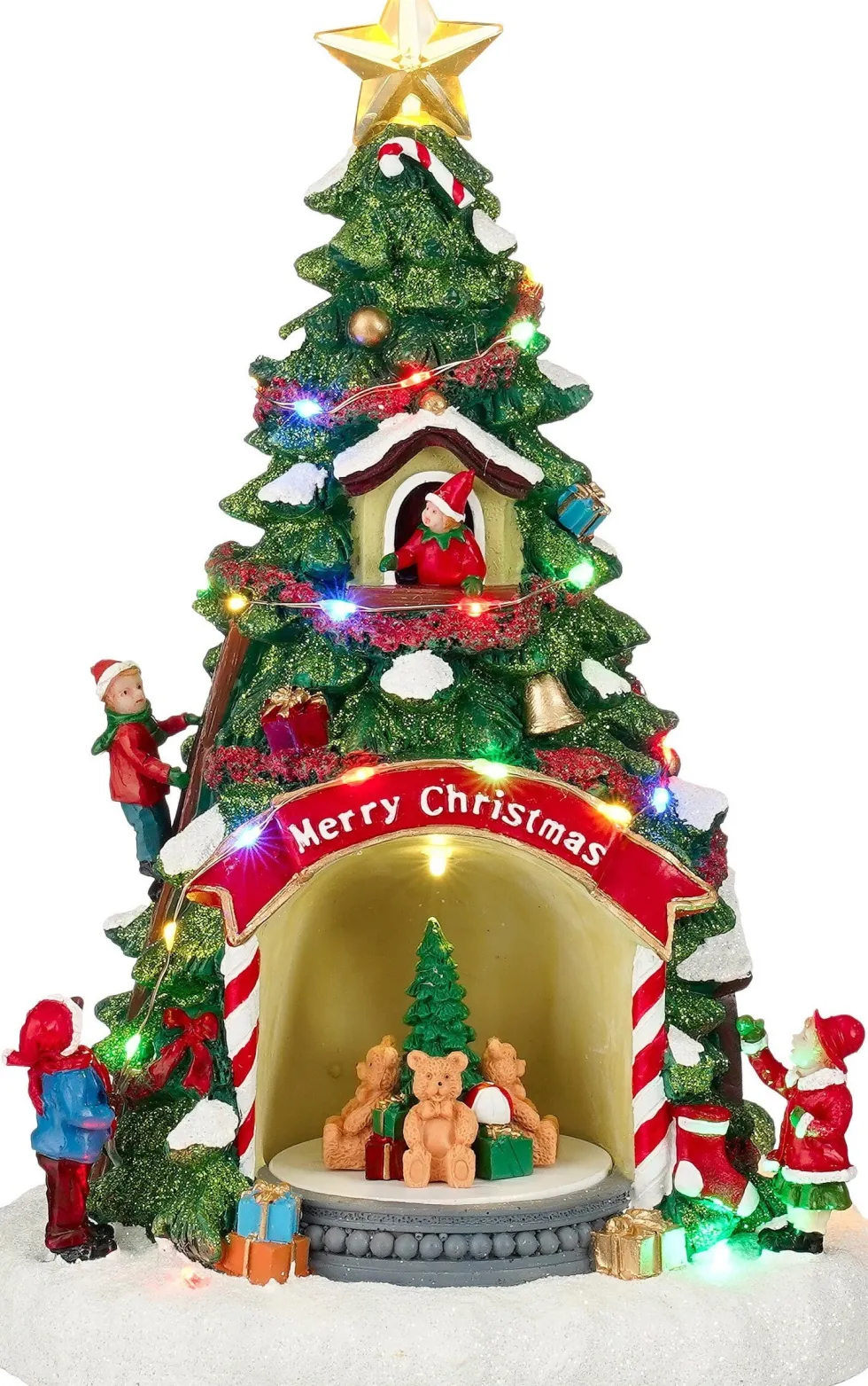 Luville Specials kersthuisje merry christmas tree (kerstboom) 21,5 x 17,5 x 32 cm