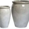 Mega Collections bloempot Delta wit / grijs D 38 H 50 cm
