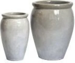 Mega Collections bloempot Delta wit / grijs D 38 H 50 cm
