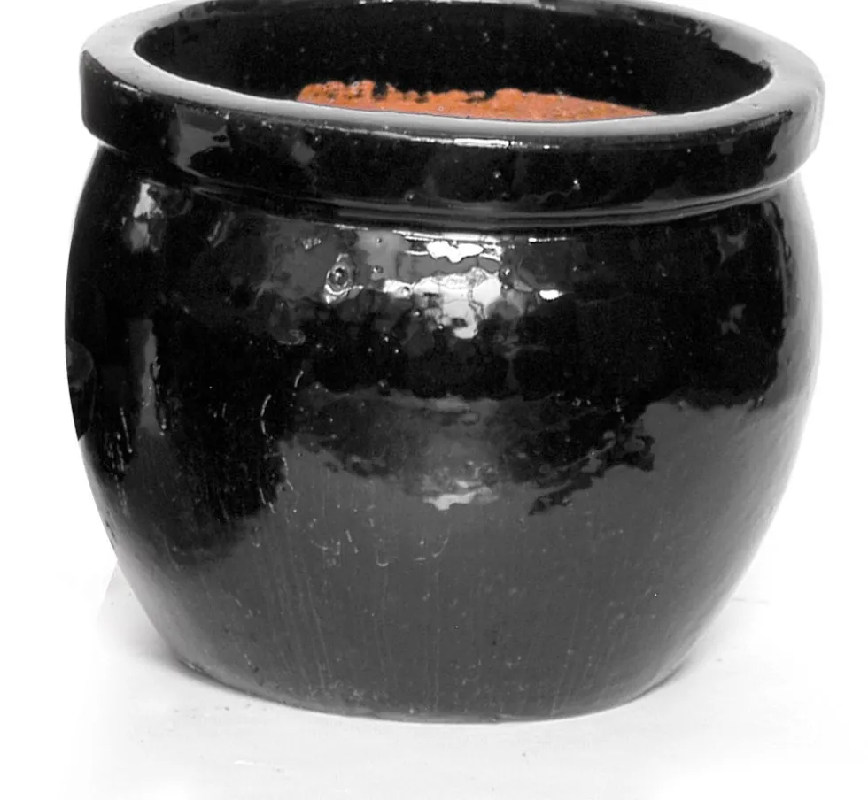 Mega Collections bloempot Delta zwart D 38 H 31 cm