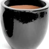 Mega Collections bloempot Egg zwart D 41 H 33 cm