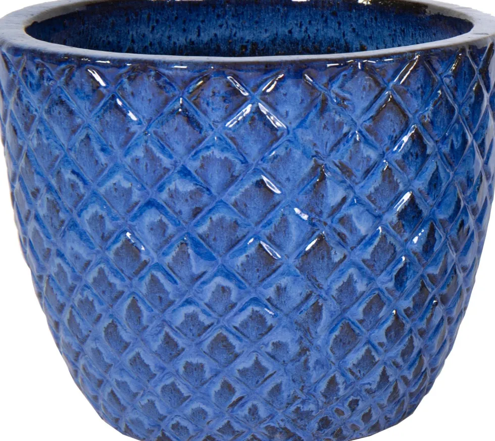 Mega Collections bloempot Egg Ananas blauw D 38 H 30 cm
