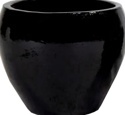 Mega Collections bloempot Glazed zwart D 20 H 18 cm