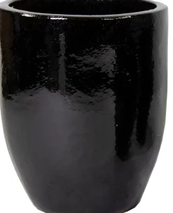 Mega Collections bloempot Glazed zwart D 45 H 54 cm