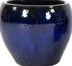 Mega Collections bloempot Glazed blauw D 28 H 25 cm