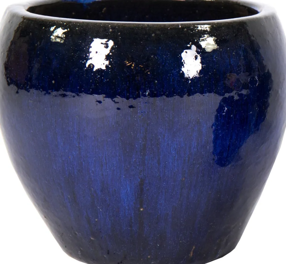Mega Collections bloempot Glazed blauw D 28 H 25 cm