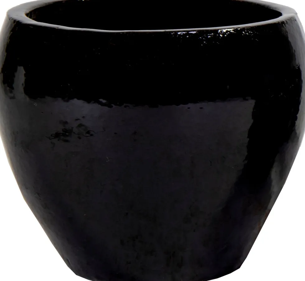 Mega Collections bloempot Glazed zwart D 38 H 32 cm