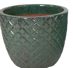 Mega Collections bloempot Glazed groen D 38 H 30 cm