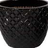 Mega Collections bloempot Glazed zwart D 29 H 24 cm