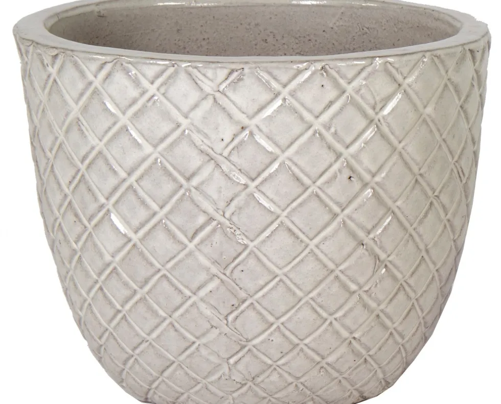 Mega Collections bloempot Glazed wit D 29 H 24 cm