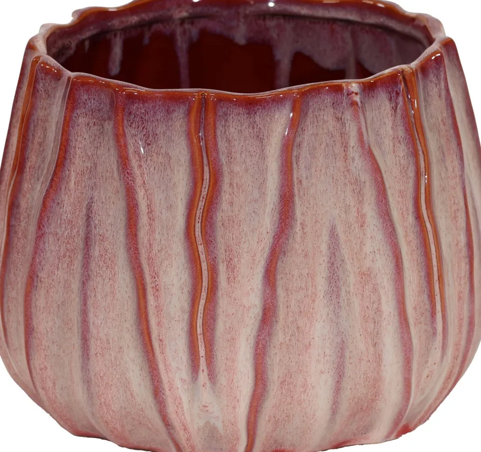 Mega Collections bloempot Wave Fan rood D 15,5 H 13,5 cm