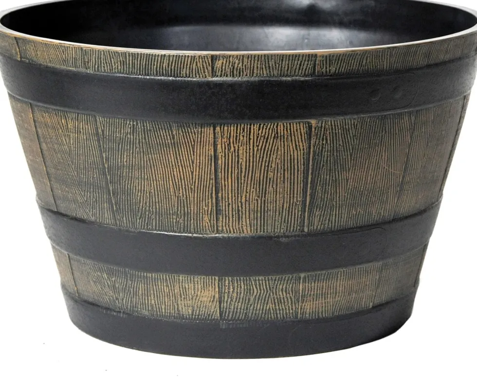 Mega Collections plantenbak Barrel bruin D 33 H 20,5 cm