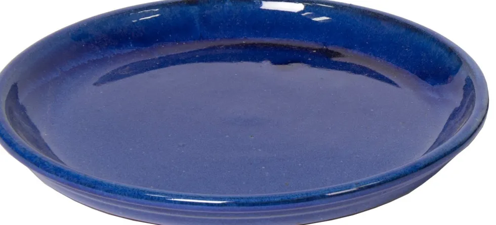 Mega Collections plantenschotel Glazed blauw D 24 H 3,5 cm
