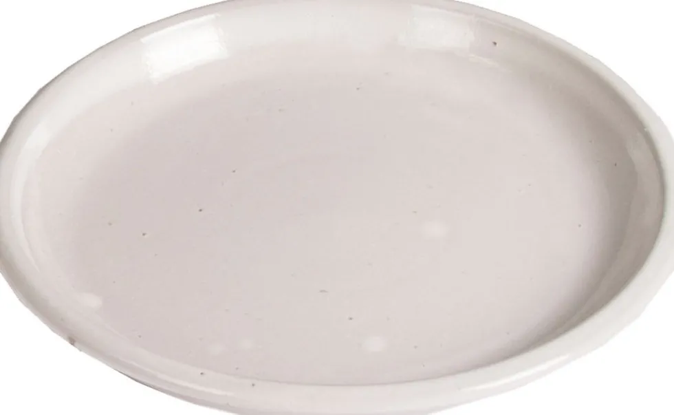 Mega Collections plantenschotel Glazed wit D 20 H 2,5 cm
