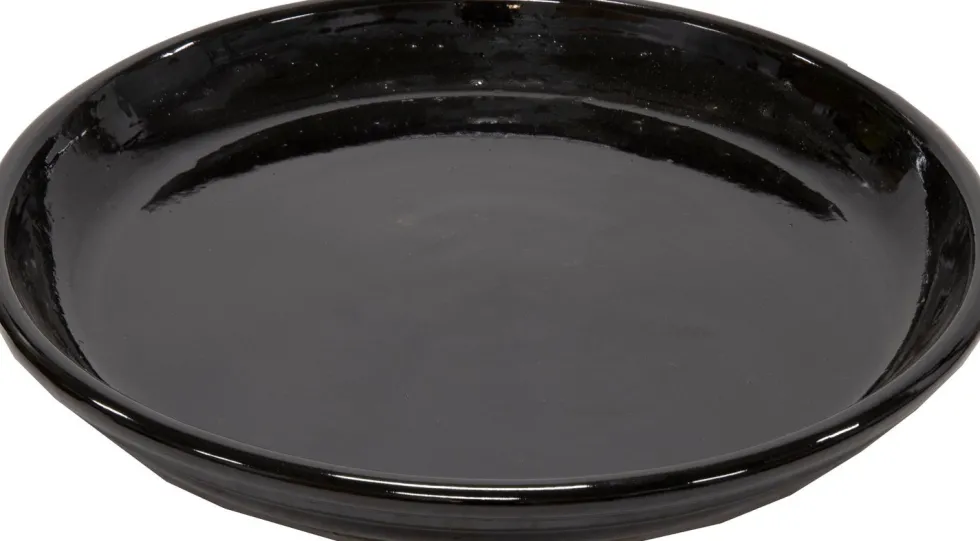 Mega Collections plantenschotel Glazed zwart D 34 H 4 cm