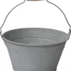 Mega Collections zink emmer met handvat laag D 23 cm old look