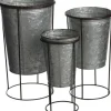 Mica Decorations bloempot Clara zilver / zwart D 22 H 36 cm