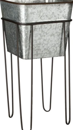 Mica Decorations bloempot Clara zilver / zwart 32 x 32 x 67 cm