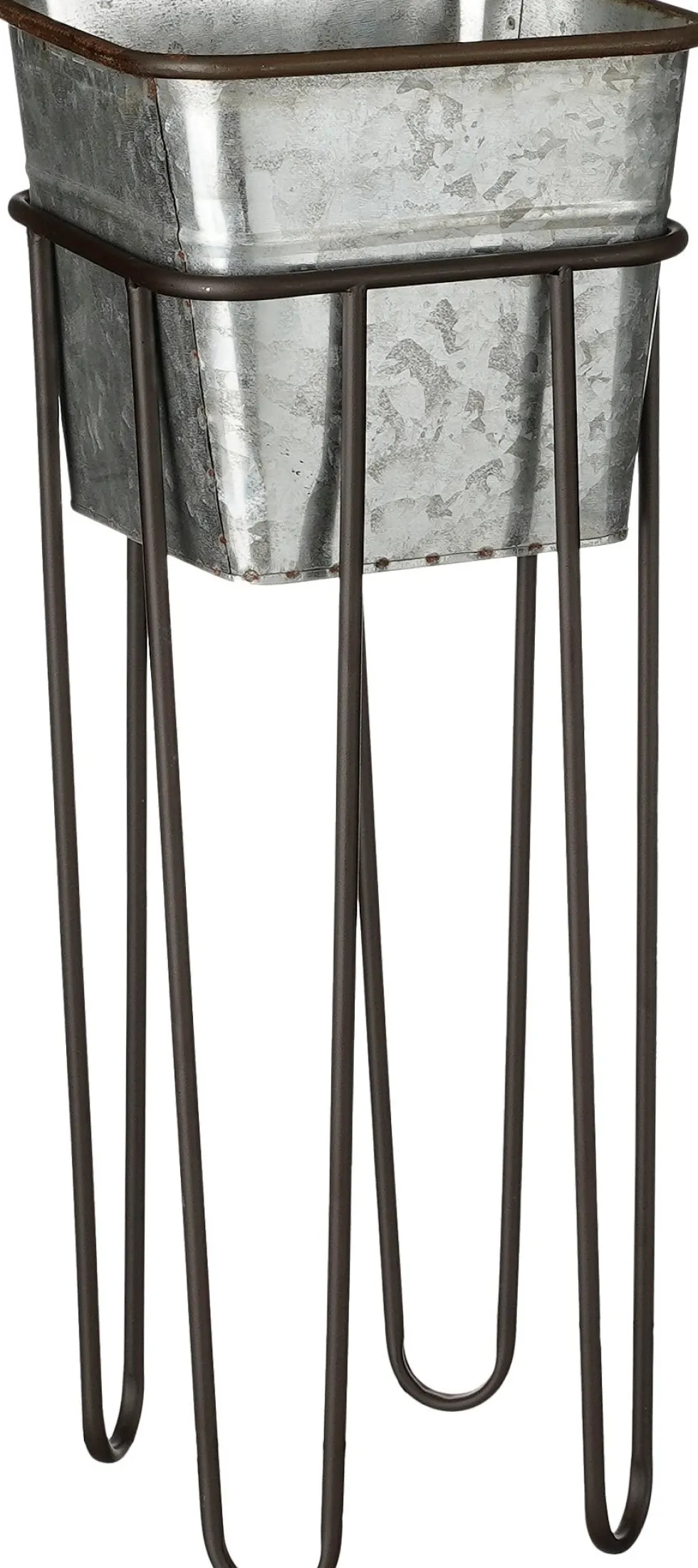 Mica Decorations bloempot Clara zilver / zwart 27 x 27 x 61 cm