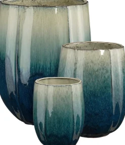Mica Decorations bloempot Corsica kleurverloop blauw D 55 H 70 cm
