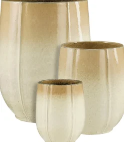 Mica Decorations bloempot Corsica kleurverloop crème D 35 H 44 cm