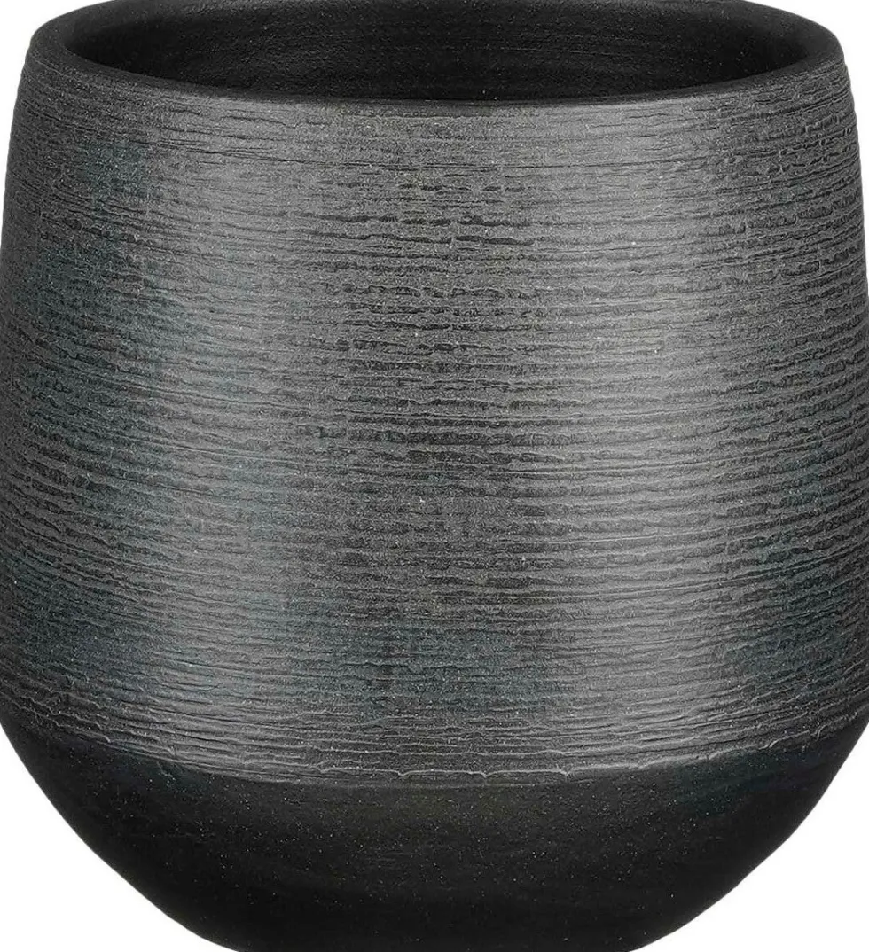 Mica Decorations bloempot Evora zwart D 19 H 18 cm