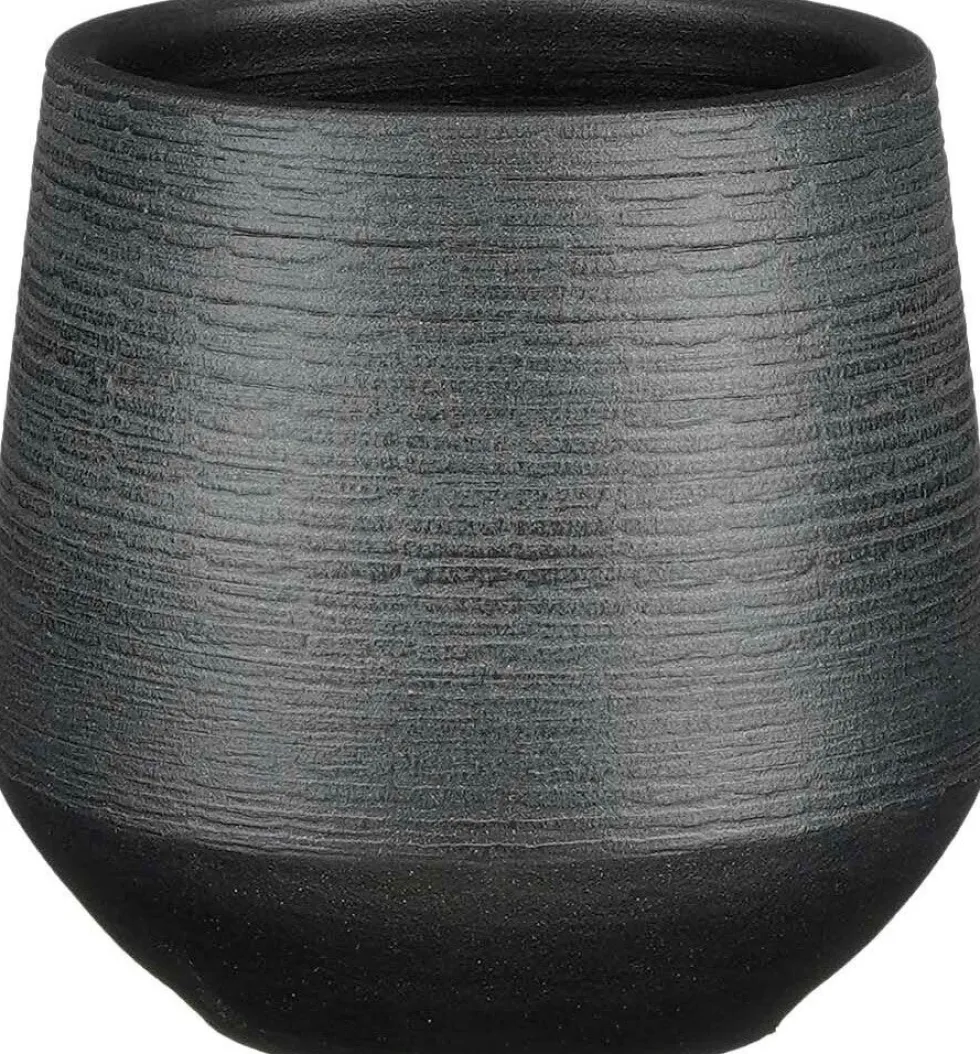 Mica Decorations bloempot Evora zwart D 16 H 15 cm