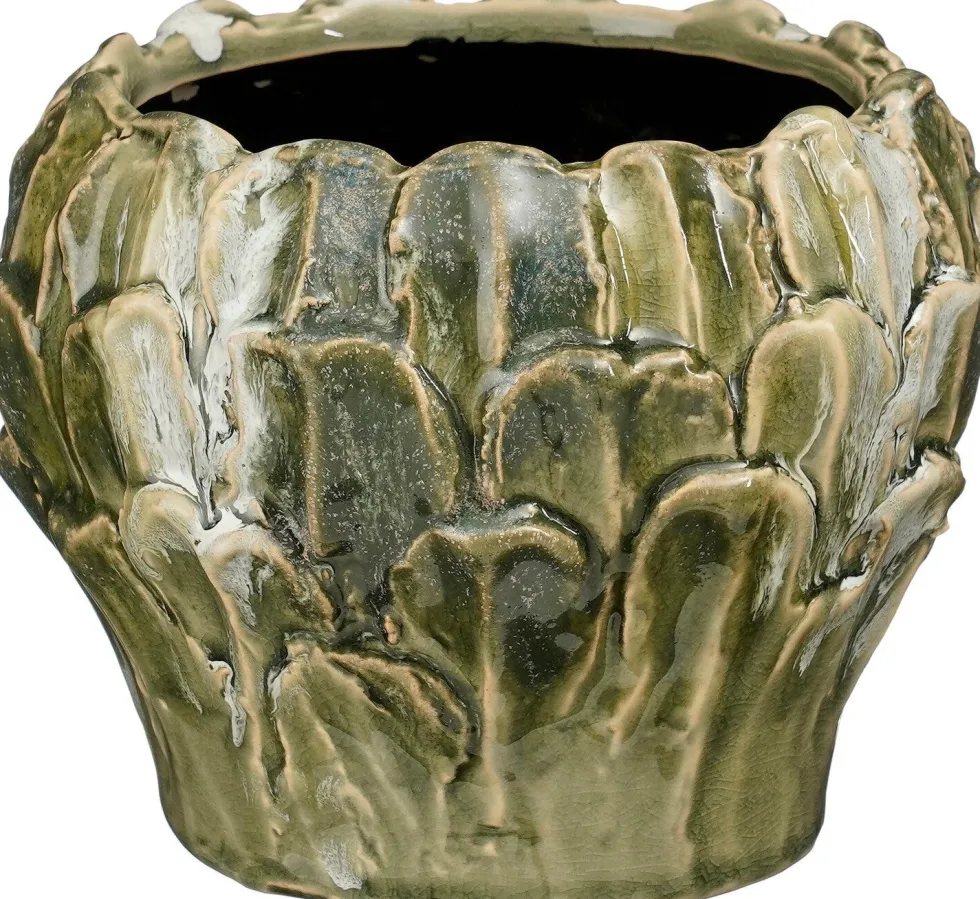 Mica Decorations bloempot Leaf groen D 15 H 11,5 cm
