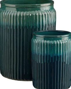 Mica Decorations bloempot Lugano blauw D 29 H 40 cm