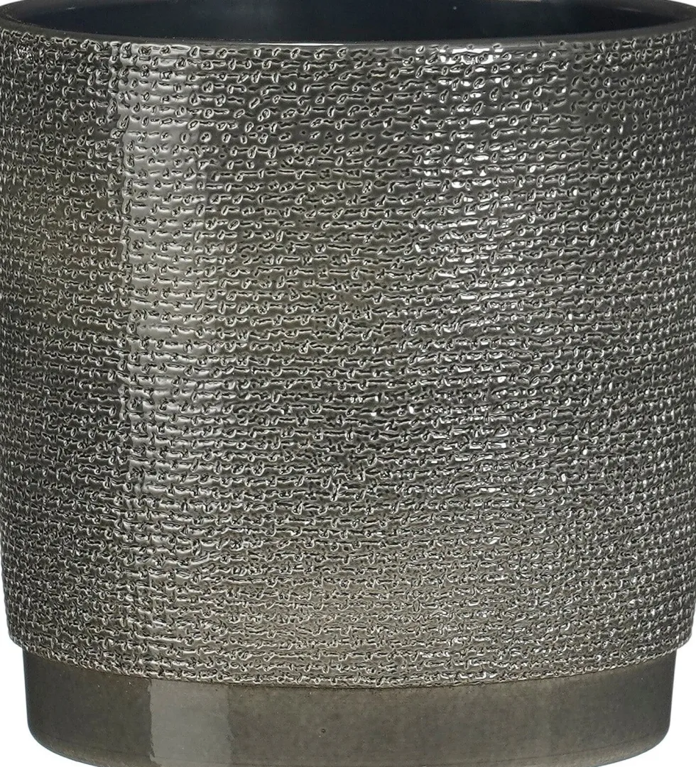 Mica Decorations bloempot Maxim antraciet D 13 H 13,5 cm