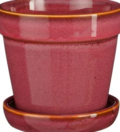 Mica Decorations bloempot met schotel Clint roze D 15 H 13 cm
